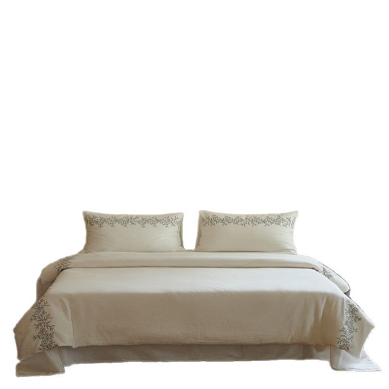 Floral Jacquard bordado de estilo francés, ropa de cama de algodón, cuatro estaciones disponibles, sábanas blancas