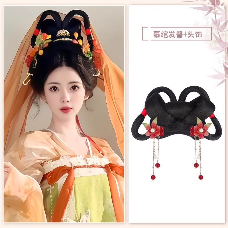 古风假发包汉服假发头饰发髻盘发古装一体发饰女日常唐风发包垫发|undefined