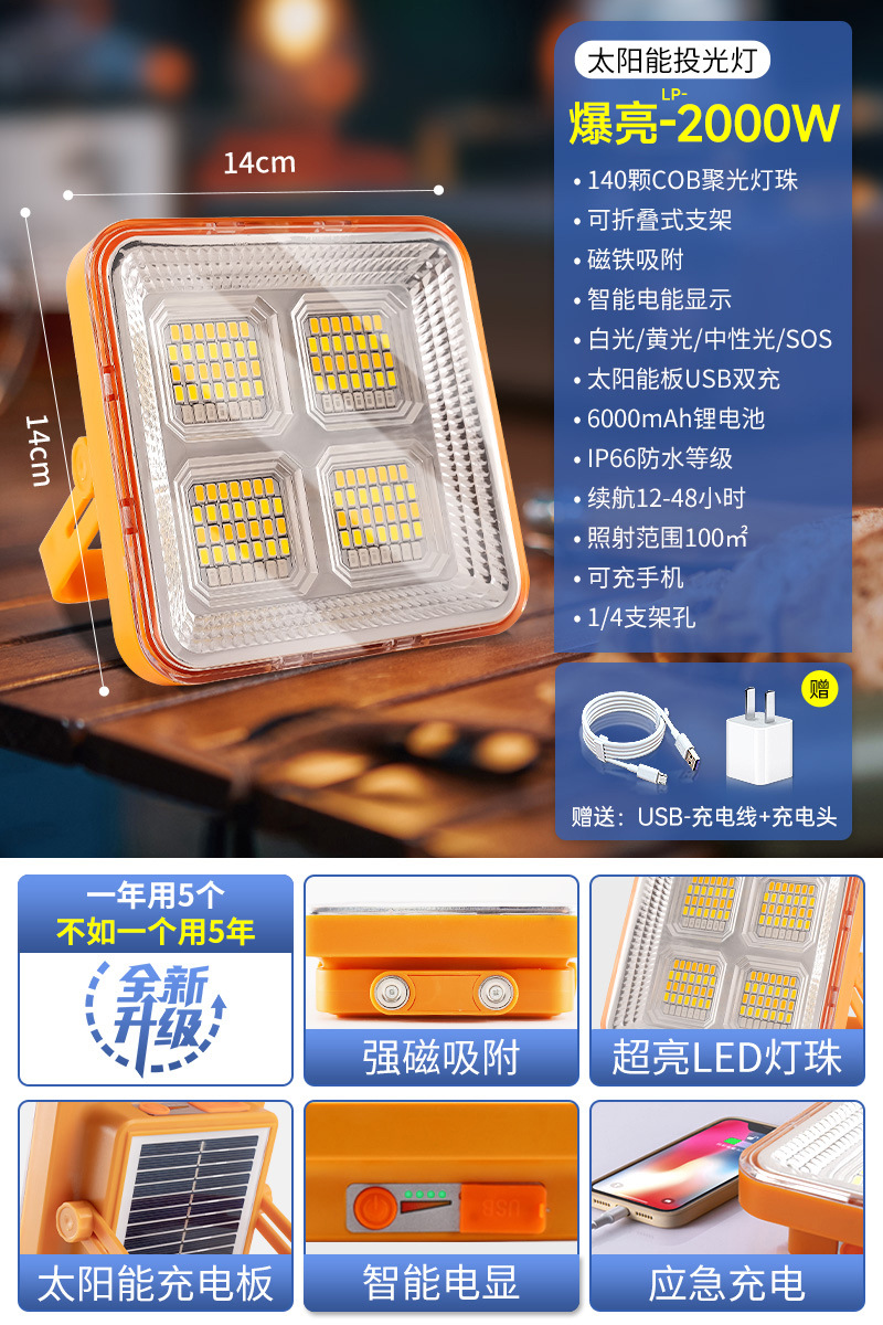 Luz de carga LED luz de emergencia de iluminación de corte de energía atracción magnética inalámbrica camping móvil puestos al aire libre luz de la noche al por mayor