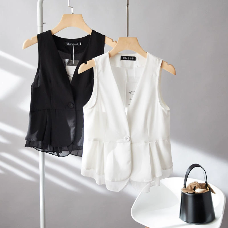 Summer short vest, thin jacket sleevless, suit, Korean style, slim fit