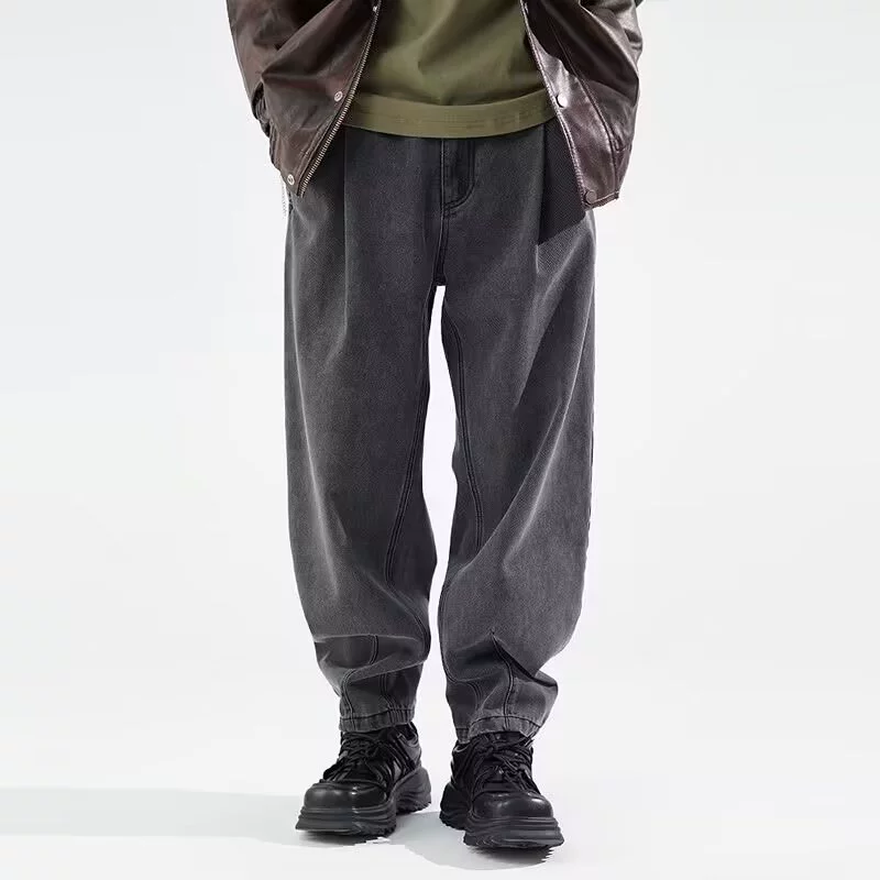 潮尚顿 Trend Japanese jeans, trousers for leisure, oversize, loose fit
