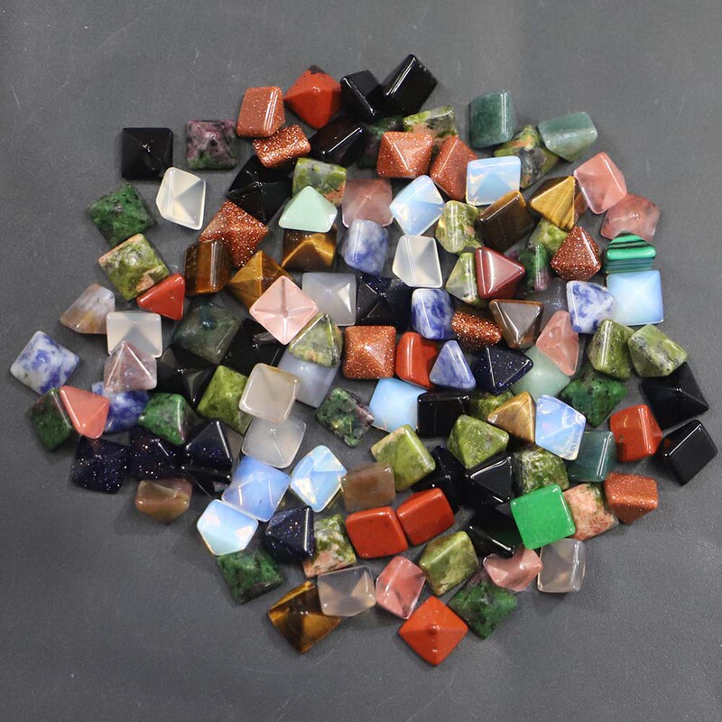 Hot Selling 8X8X6Mm Natural Semi-Precious Stone Tiger Eye Protein Agate Pyramid Ring Surface Loose Beads Nail Art Diamond
