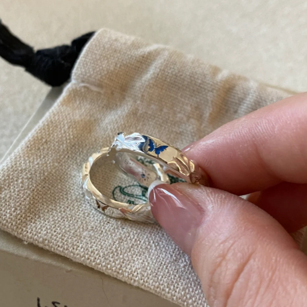 Light Luxury S925 Solid Sterling Silver Intricately Crafted Enamel Butterfly Ring  
Light Luxury, High-End, Niche Design Couple's Matching Rings – Handcrafted Jewelry