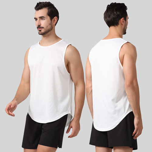 Quick-drying vest men's summer European and American large size fitness vest running top basketball training loose sports vest men