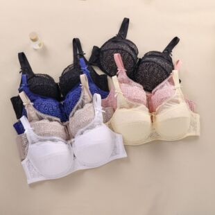 Plus Size Cotton Cup Adjustable Bra Lace Bra with Underwire Push-Up Women's Underwear Wholesale European and American Style Plus Size