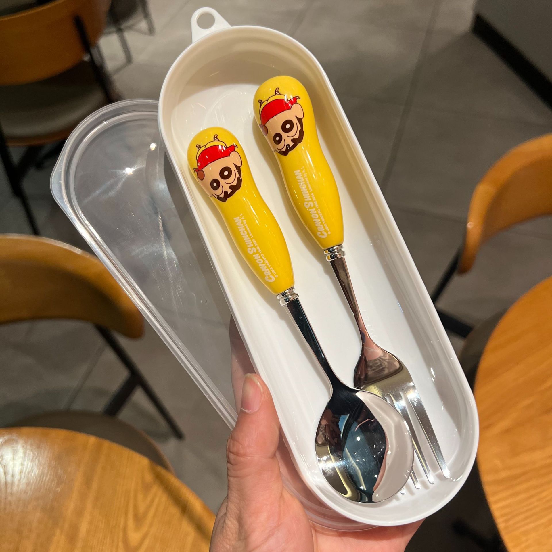 노란색 짱구 스푼 + 포크