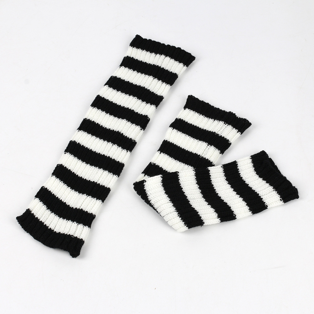 Warm woolen men women, leg warmers for autumn and winter, knitted foot protection colorful striped boot covers, stacked_voghion.com