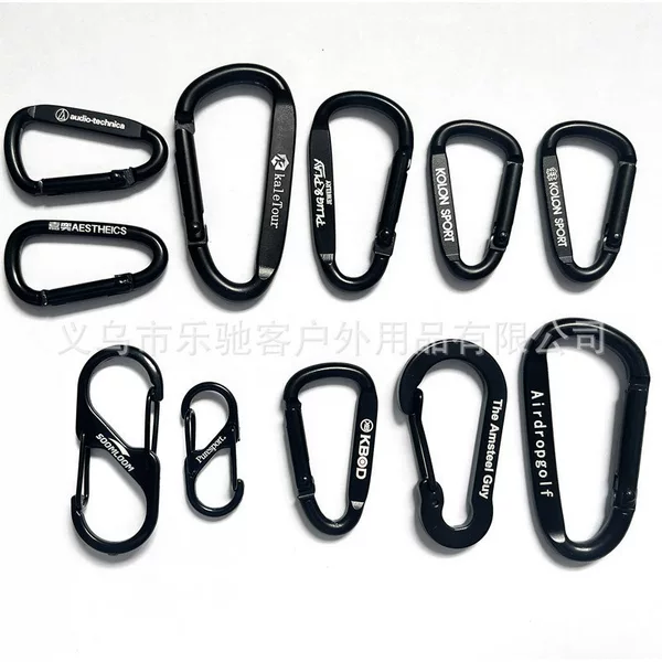 D-Shaped Flat Aluminum Alloy Carabiner with Engraving Capability, All-Black, for Bluetooth Earphone Cases, Keychains, and Accessories