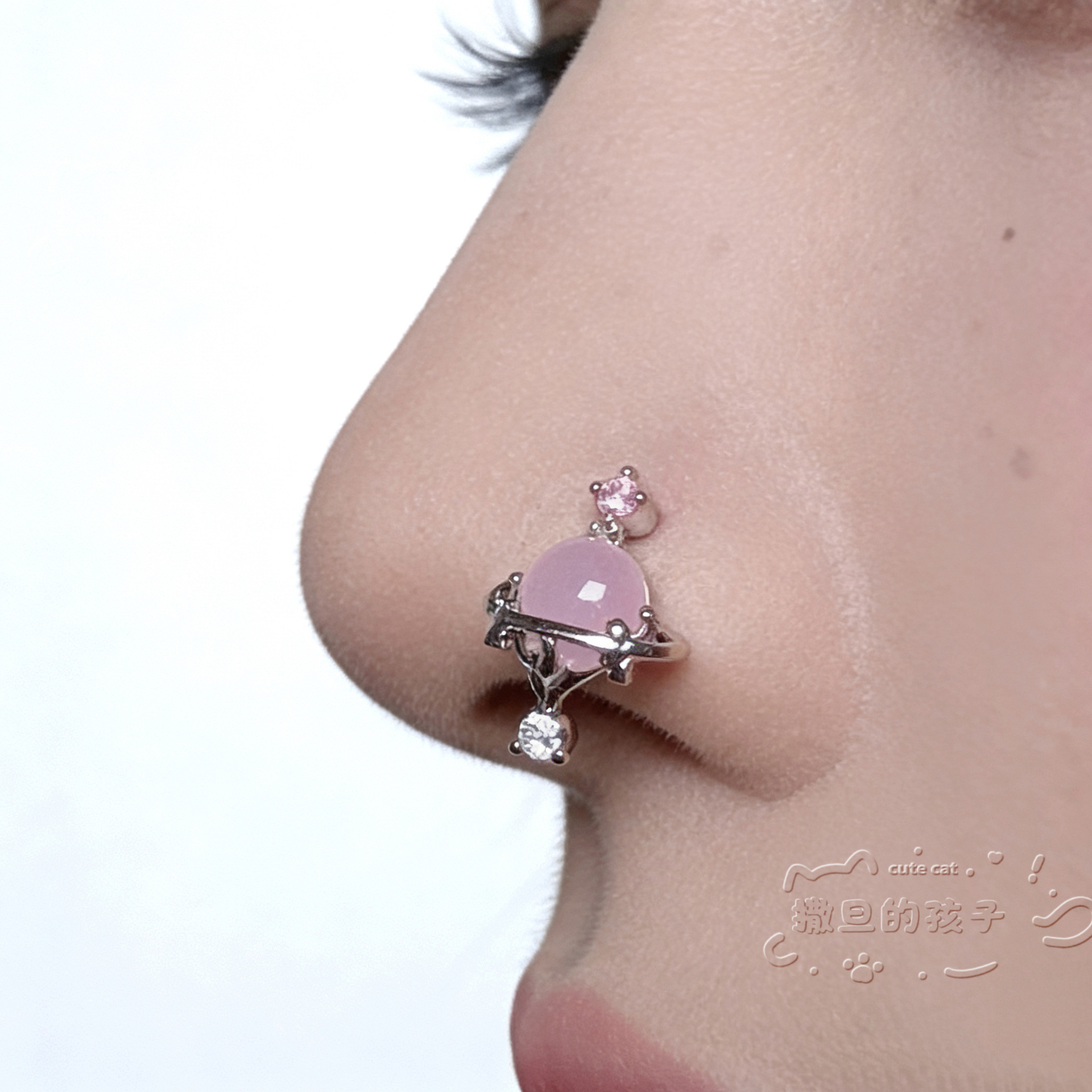Labret stud lip piercing jewelry styling detail