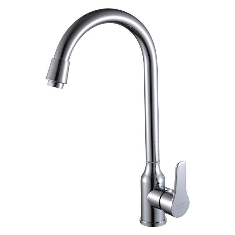 24 tubo grande curvado vegetal lavabo galvanoplastia caliente y frío grifo de la cocina de acero inoxidable caliente y frío grifo fregadero de la rueda de la bola de perforación