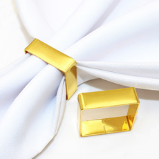 新品西餐厅创意餐巾圈金属四方形餐巾环金色餐巾扣简约厂家批发