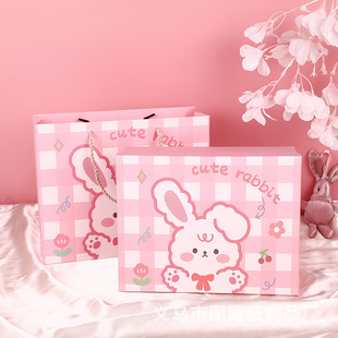 Розовый мультяшный милый кролик, детская подарочная коробка, сумка, подарок на день рождения