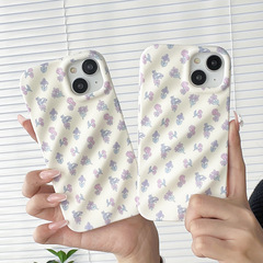 White Fresh Small Floral Case for iPhone 14 Pro Max Apple 15 Phone Case 13 New 12 Folded Ins