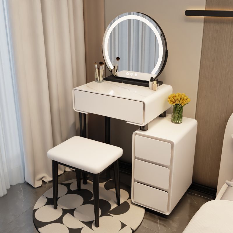 H5-화이트 50 테이블 + 캐비닛 + 스마트거울 + 사각스툴