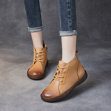 2025秋冬单层皮头层牛皮软底大码牛筋女鞋底防滑柔软舒适妈妈鞋