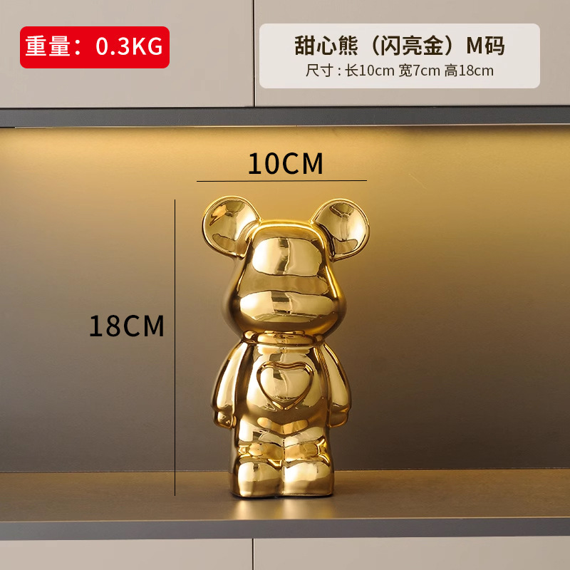卸売セラミック暴力的なクマの装飾品、貯金箱、リビングルームの軽奢で高級な新築祝いの装飾、ワインキャビネットの装飾品|undefined