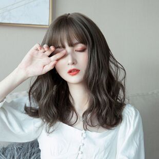 Wig Women's Mid-length short curly hair online celebrity Korean style wool curly big wave fluffy natural mid-length short hair set shape
