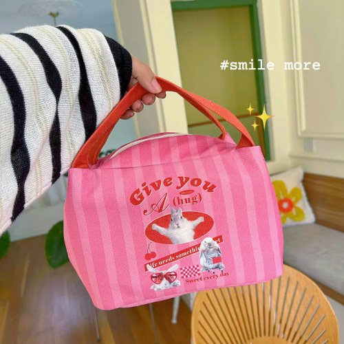 Insulated lunch box bag, literary, fresh and lazy, Japanese style ladies handbag, large capacity lunch box bag for office workers, good looks