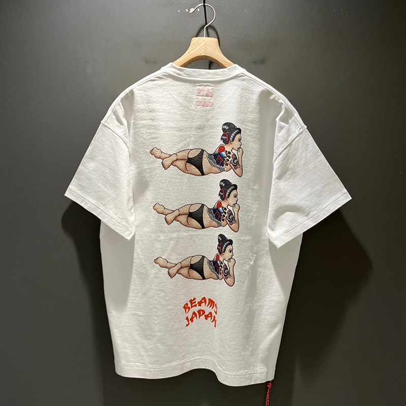 Beams Japan Mount Fuji Eagle Three Sisters Little Red Rope Summer Loose Round Neck Short Sleeve T-Shirt Couple Men 25Ss