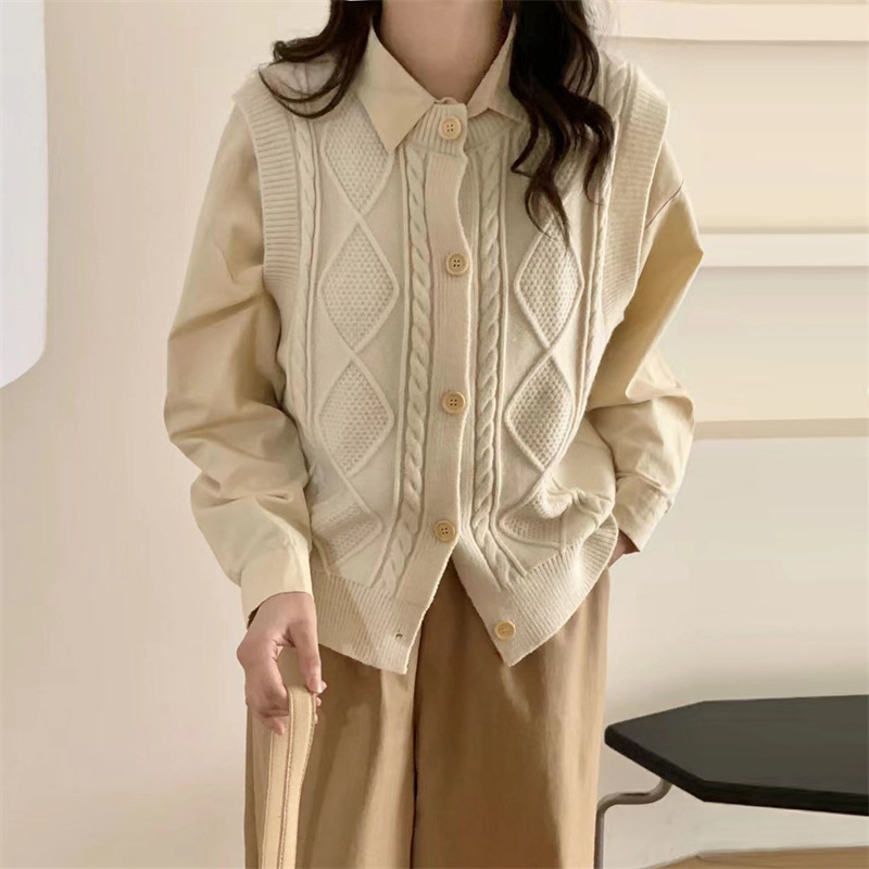 24 Dongpuyuan estilo retro renacimiento chaleco de mujer Cardigan de cuello redondo suministro de primera mano