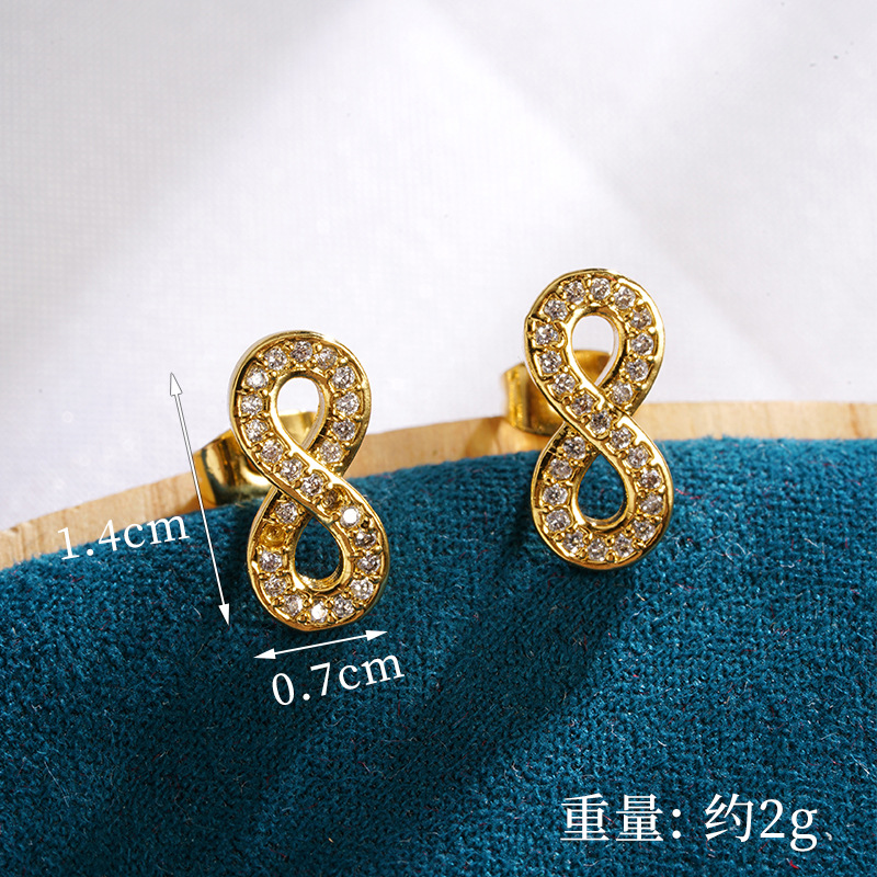 Vietnam Shajin estilo europeo y americano ligero lujo hueco número 8 collar tendencia aretes de todo fósforo moda joyería de larga duración que no se desvanece