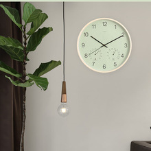 实木现代简约挂钟北欧免打孔客厅钟表装饰时钟多功能客厅装饰挂钟