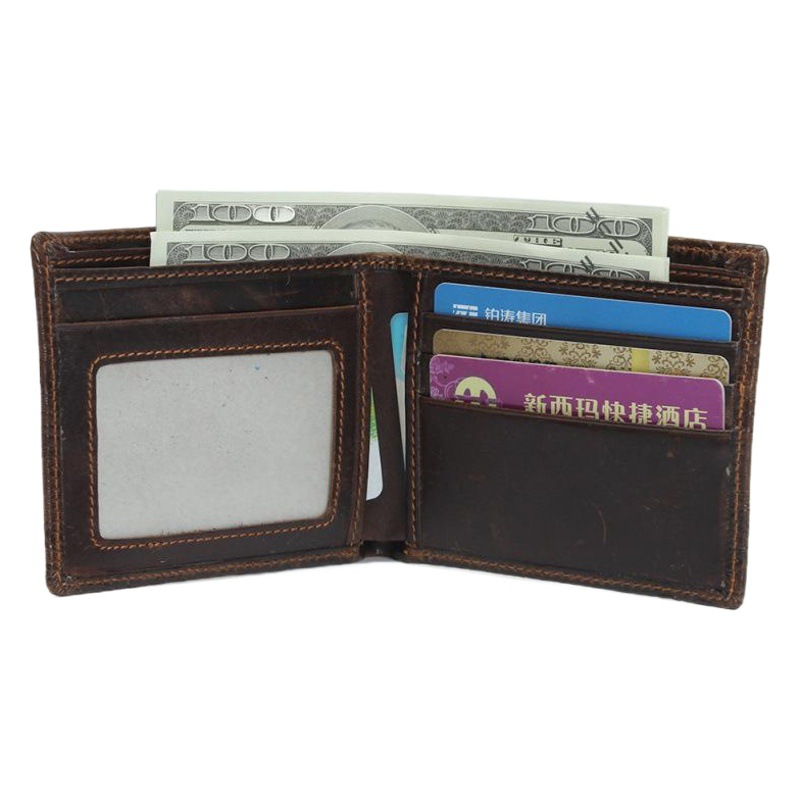 Primera capa de cuero genuino de los hombres y las mujeres de la vendimia del Dragón patrón de la cartera simple primera capa de aceite de cera de cuero de la cartera de cuero genuino horizontal y vertical pequeña bolsa