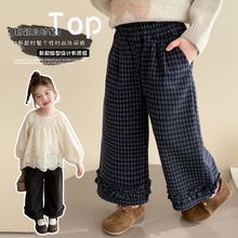 加绒加厚女童裤子秋冬宝宝休闲直筒裤外穿长裤儿童洋气保暖阔腿裤