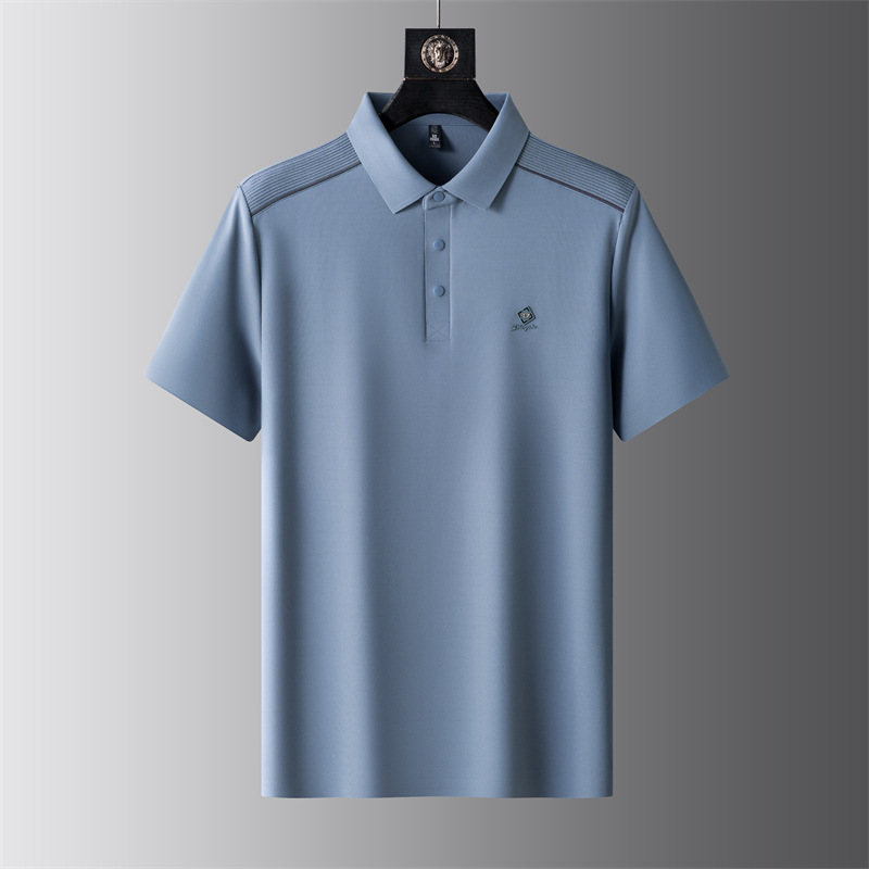 夏の新作若者と中年男性のTシャツルーズ半袖Tシャツビジネスラペルカジュアルトップ白Tシャツ|undefined
