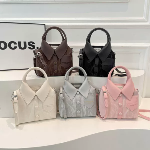 Korean Style Personalized Design New Fashion Trend 2025 Simple Casual Shirt Pure Color One-Shoulder Crossbody Handbag for Women