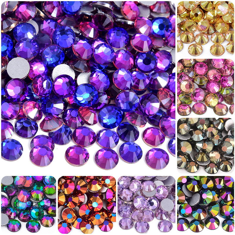 Crystal glass flat drill diy nail drill accessories round rhinestone doll mobile phone nail stick drill wholesale