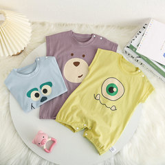 Baby Summer Thin Clothing One-piece Suit for Boys and Girls, Sleeveless Backless T-shirt for Newborns, Cute and Adorable Cartoon-style Romper