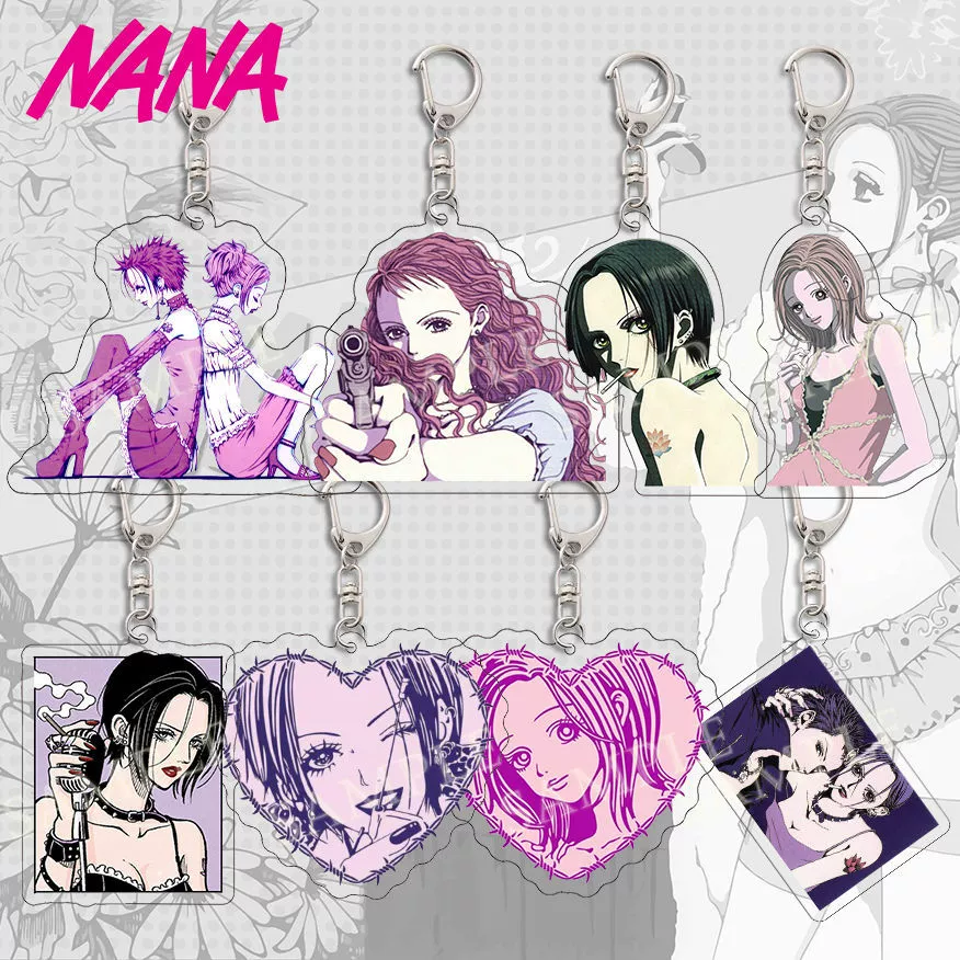 Акриловый брелок для ключей (NANA) с подвеской аниме HD, двусторонняя UV-печать, случайный дизайн