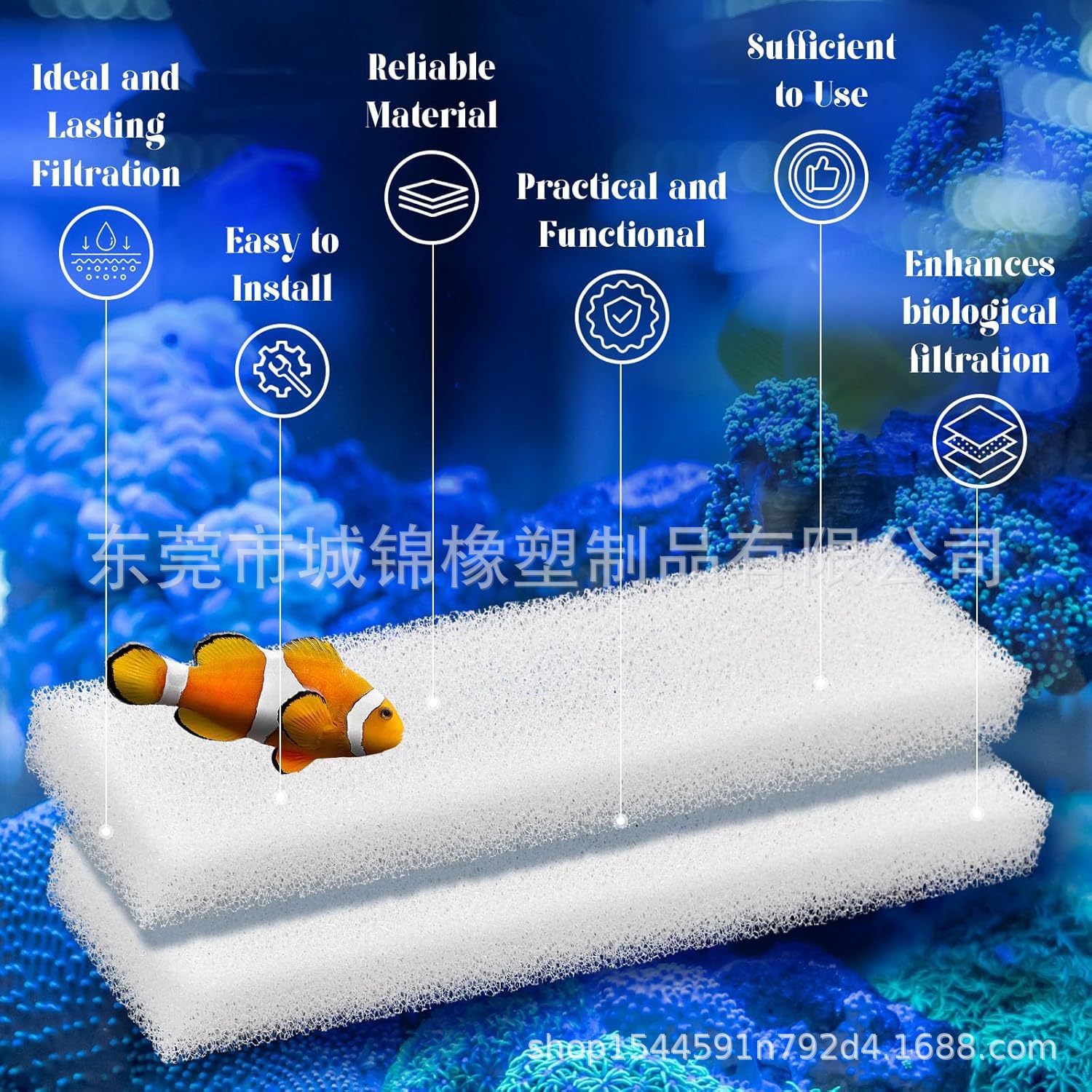 跨境 适用Fluval404/405/406水族箱过滤棉 过滤介质白色过滤垫
