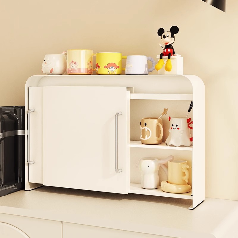 도어 주방 워터 컵 스토리지 랙 캐비닛 스토리지 랙이있는 다층 데스크탑 방진 컵 보관 캐비닛