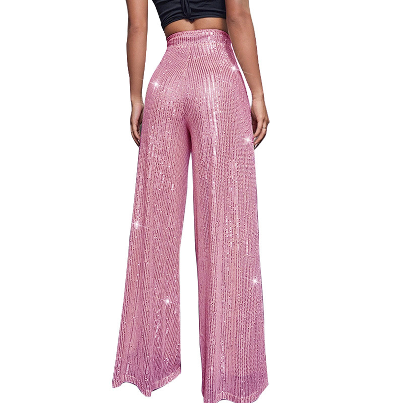 Women's Party Street Fashion Solid Color Full Length Sequins Casual Pants display picture 29