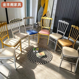 酒店宴会椅结婚拿破仑软包靠背铁艺饭店竹节餐椅户外婚庆餐厅椅子