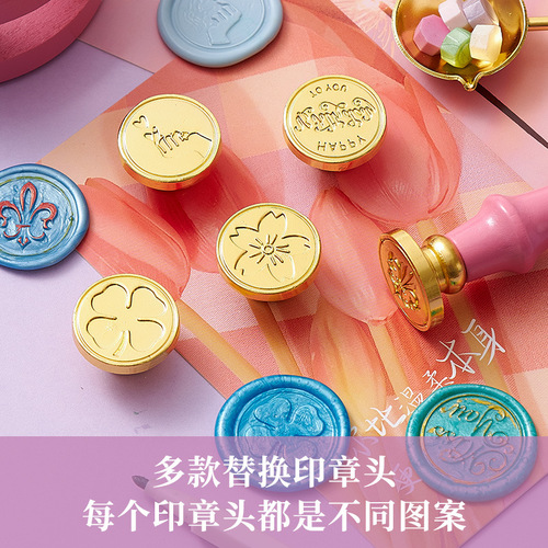 Set of Sakura Hot Wax Seal Stamps, including hot wax stamp head melting furnace handle spoon sealer, birthday gift