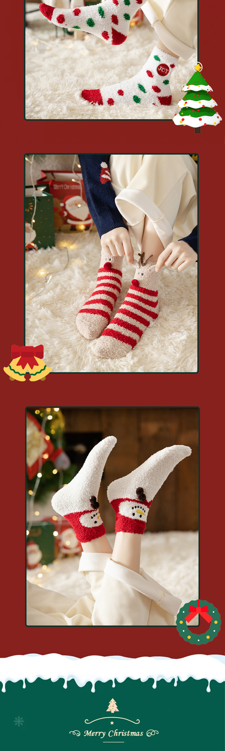 Women's Simple Style Christmas Tree Santa Claus Snowman Cotton Jacquard Crew Socks display picture 1