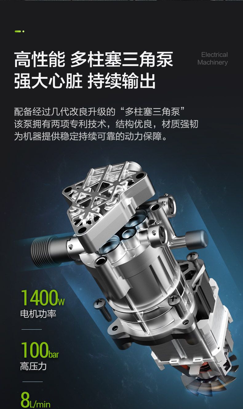 Greenfield Pufferfish 1400W High-Pressure Car Washing Machine Household 220V Fully Automatic Cleaning Machine High-Power Car Washing Magic Pump