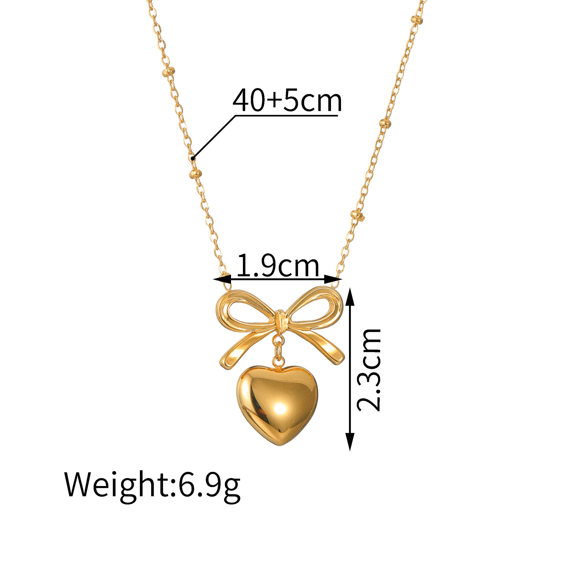8g Weight Vacuum Plating Gold Plating Process 18K Real Gold Plated Plating Material Stone-Free Inlay Material Charms, Rings, Earrings, Ear Studs, Choker, Necklace Classification Daily Occasion 304 Stainless Steel Material Heart Shape, Bow Knot Pattern Women's Gender IG Style Style Bowknot Craft Vacuum Plating Heart Shape Bow Knot 304 Stainless Steel IG Style Charms Rings Earrings 6