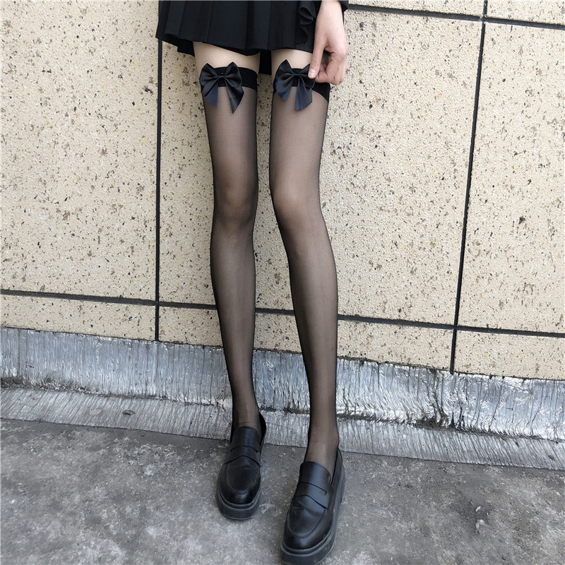 Bow Stockings Wholesale Women's Thin Over-The-Knee Socks Jk Cute Sexy Black Stockings Versatile Stockings Bow Stockings Wholesale Women's Thin Over-The-Knee Socks Jk Cute Sexy Black Stockings Versatile Stockings