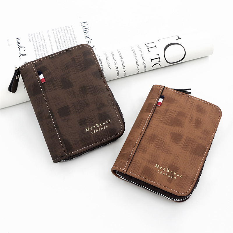 Estilo europeo y americano de los hombres billetera corta dorado bufanda vertical helado certificado tarjeta bolsa monedero cartera de los hombres