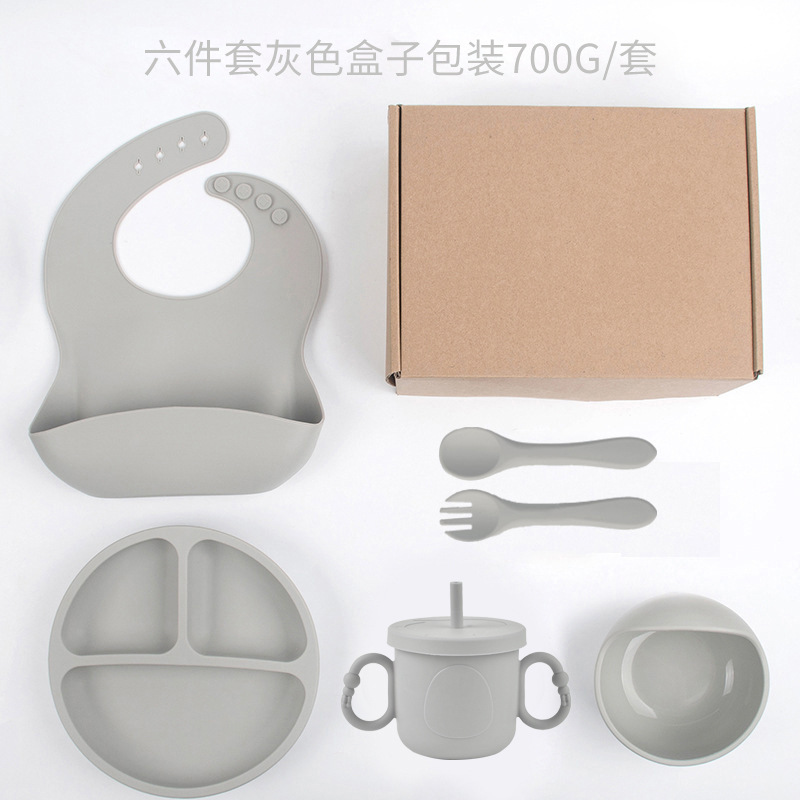 Placa de almuerzo de ventosa resistente a caídas de silicona de grado alimenticio Dumo Baby Juego de tazón Placa de almuerzo de silicona