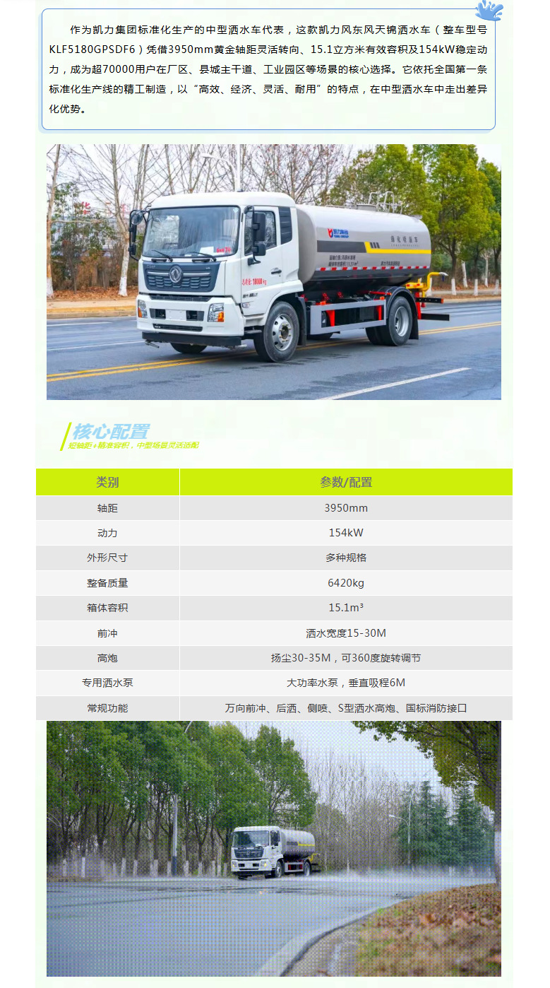 Dongfeng Tianjin Sprinkler Truck, National Vi 12-Ton 15-Ton Landscaping Spray Truck, Dust Suppression Spray, Dust Control, Fire Emergency