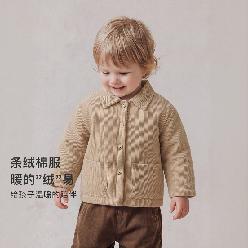 Baby Cotton-Padded Jacket, Boys' Autumn and Winter Outerwear, Warm Cotton-Padded Coat, Girls' Cotton-Padded Clothing, Winter Tops, Children's Cotton-Padded Clothes