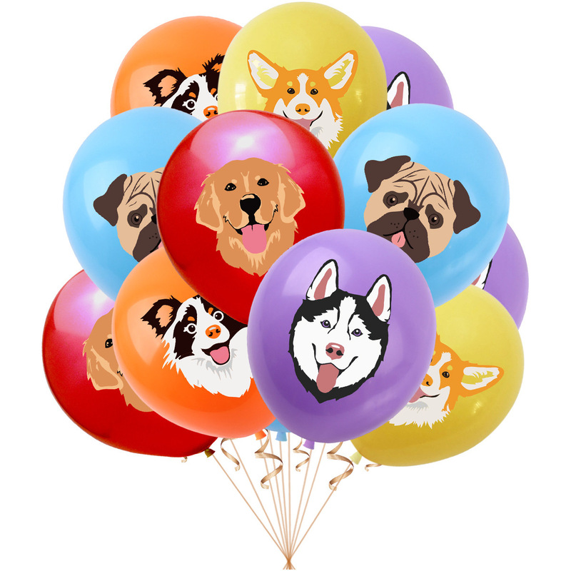 新品 宠物狗主题生日派对装饰 卡通狗狗生日拉旗蛋糕插牌气球套装|undefined
