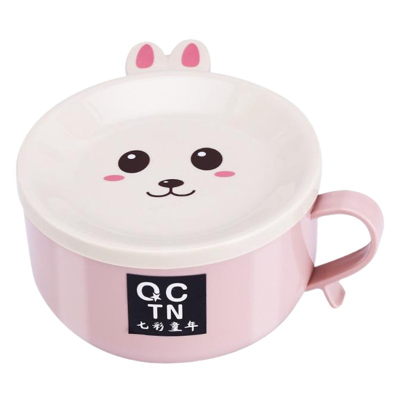 Conejo japonés de dibujos animados tazón de fideos instantáneos vajilla de acero inoxidable tazón adulto portátil tazón de fideos instantáneos traje al por mayor