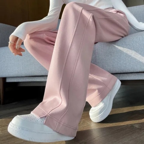 Narrow Banana Pants Women's Spring and Autumn New 2024 High Waist Slimming Pink Sports Pants Loose Dose Casual Wide Leg Pants