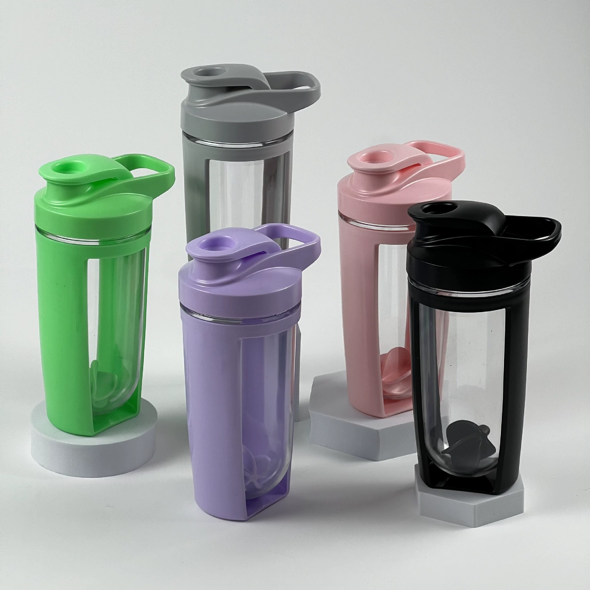 500 мл портативный пластиковый двухслойный коктейль чашка со шкалой молочный коктейль чашка протеиновый порошок чашка Фитнес Спортивная чашка логотип